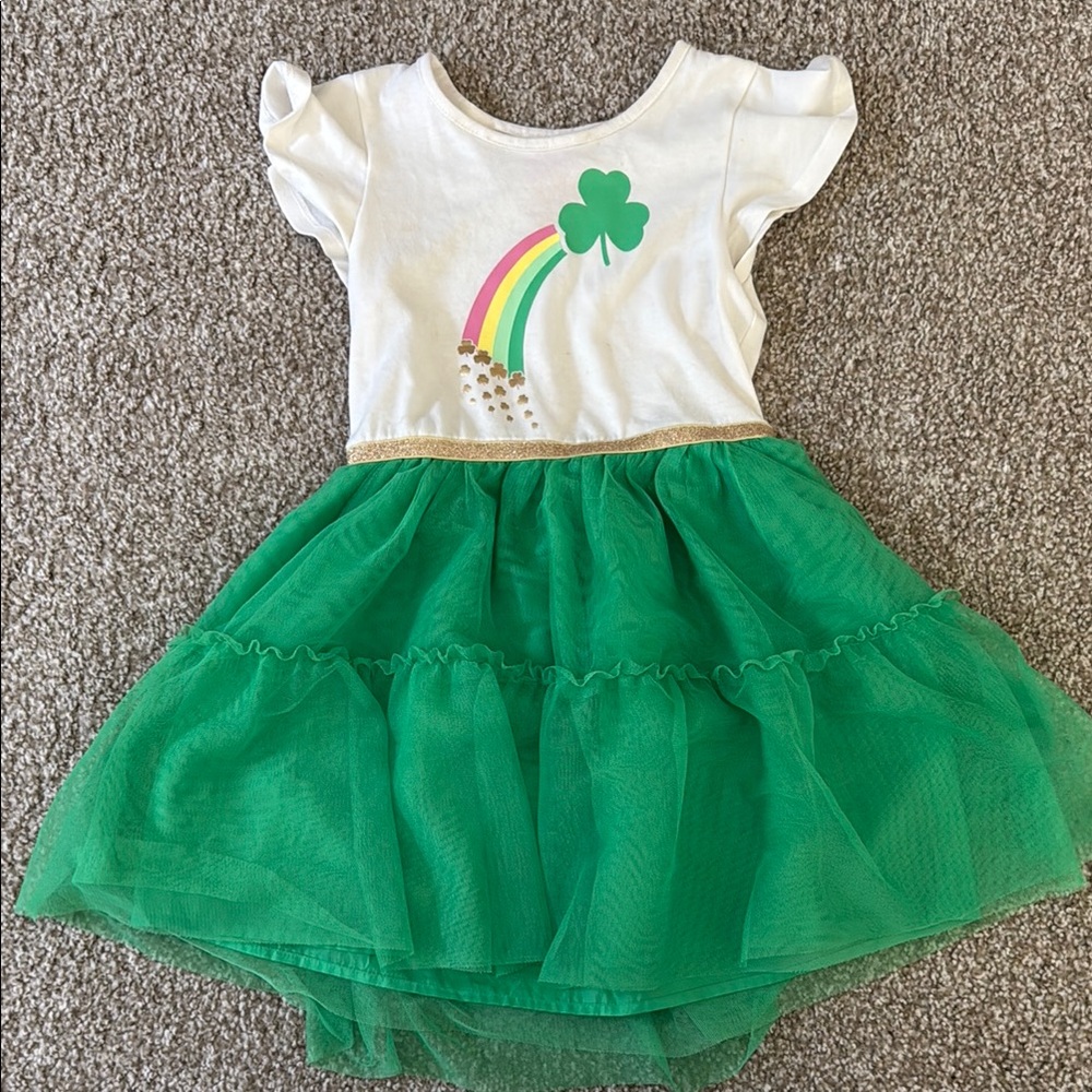 White and Green Dress with Rainbow and Shamrock